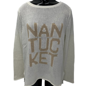 Ellsworth + Ivey Women’s Nantucket Stacked Sweater Size S Ivory Loose Knit Cotto